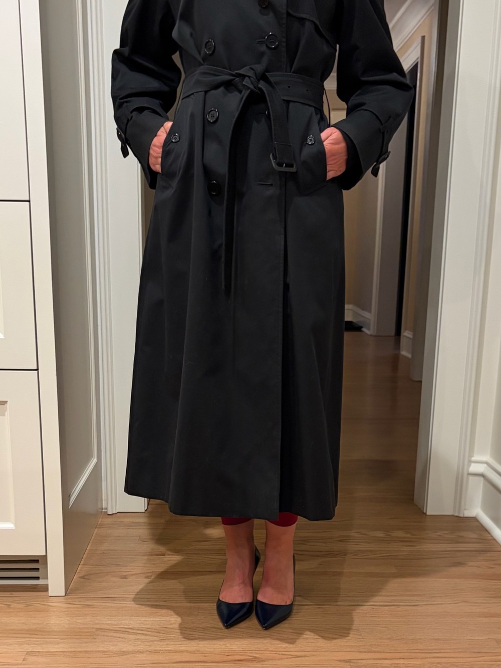 Burberry Black Double-Breasted Long Trench Coat with Signature Check Lining - Picture 16 of 16